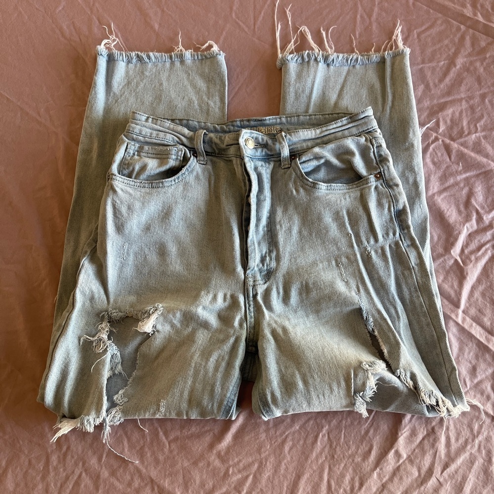 Wild Fable High Rise Petite Straight Ripped Jeans